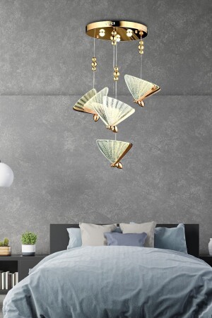 Elegance Modern Butterfly Design Quadruple Pendant Lamp LED Chandelier Rose Gold Yellow Great Visual burenze813 - burenze