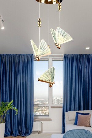 Elegance Modern Butterfly Design Triple Pendant Lamp LED Chandelier Rose Gold Yellow Great Visual burenze809 - burenze