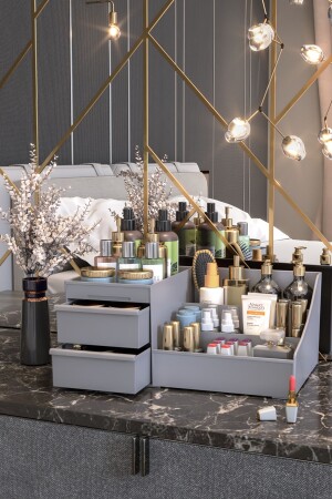 Elegance XL Mehrzweck-Make-up- und Kosmetik-Organizer mit Schubladen, Grau - Pufwin Home