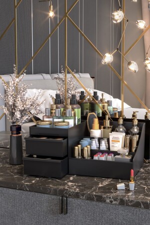 Elegance Xl Multi-Purpose Makeup Cosmetic Perfume Skin Cream Serum Organizer Drawer Organizer Black - Pufwin Home