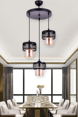 Elegans 3-Piece Glass Pendant Lamp Chandelier (black) ÖZP. 0592 - özpolataydınlatma