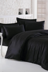 Elegant Siyah Çift Kişilik Saten Nevresim Takımı 8680108123466 - Cotton Box