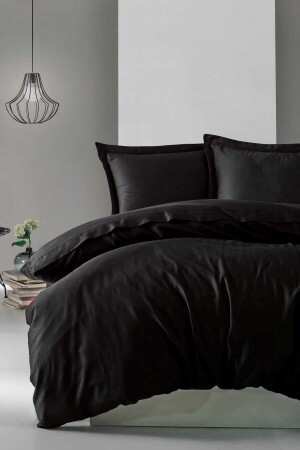 Elegant Siyah Saten Çift Kişilik Nevresim Takımı CTN-EGT-STN-Ç.K-N.T-Siyah - Cotton Box