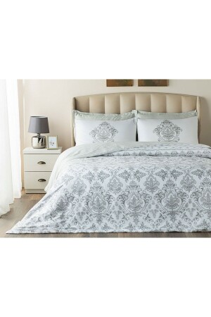 Elegantes Crown-Doppelbettbezug-Set aus Baumwollsatin, 200 x 220 cm, Silber TYCXU7HEEN168724931367515 - English Home