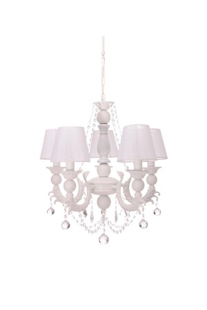 Eleganza 5-teilige weiße Hut-Kronleuchter-Pendelleuchte 5350-24A-05 - Umur Aydınlatma
