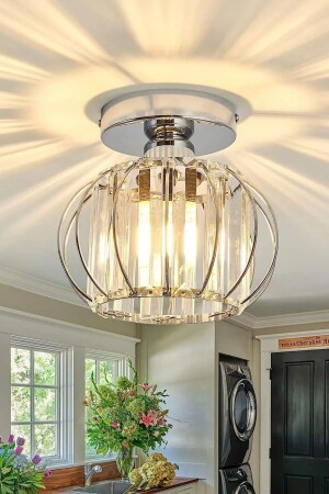 Elegrante Model Chrome Color Plated Metal Crystal Stone Bedroom Living Room Plafonier Chandelier - Ultra Home