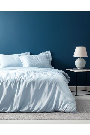 Elicia Double Striped Satin Duvet Cover Set - Light Blue NDS-03-8682116282611 - Madame Coco