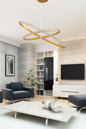 Elips Kasa Crystal Taşlı Beyaz Ledli Avize EDEL CRYSTAL - Harnelli