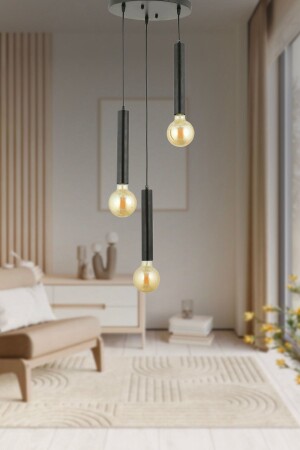 Elisa 3-Piece Black Round Modern Young Room Kitchen Living Room Pendant Lamp Chandelier 7000-2074-03-BL - Apliqa