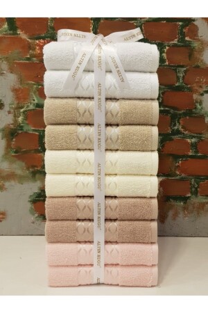 Elissa Towel 10 Pieces - Pink Beige Cream Stone White PRA-1680440-9235 - Özdilek