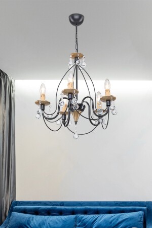 Elista 5-Piece Lux Chandelier Black mng. 8601 - manogrup avize aydınlatma