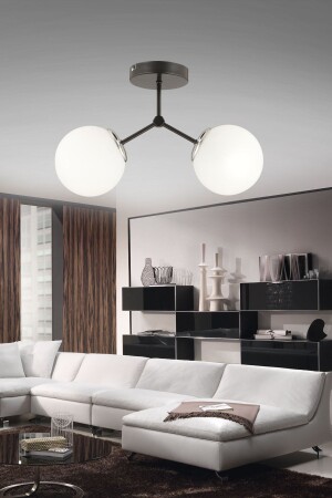 ELITE 2'S WHITE GLOBE GLASS MODERN PENDANT LIGHT CHANDELIER LIVING ROOM HALL KITCHEN WALLWAY AV-AVZ0079 - avimonaydınlatma