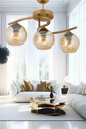 Elite 3-Piece Antique Honey Glass Modern Kitchen Bedroom Living Room Chandelier - Apliqa