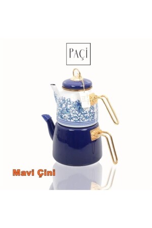 Elite Class Enamel Teapot Set Blue Tile Pacı-elite-4673 - Paçi