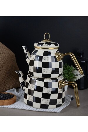 Elite Class Teapot Set Checkered Pattern - Paçi