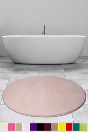 Elite Pudra 100x100 Cm Round Plush Bath Mat Non-Slip Base Pufidik Bathroom Rug BnyKlzEliteYuvBanyo100x100 - Bonny Home