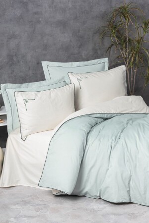 Elite Saten Çift Kişilik Nevresim Takımı Vanko Mint 8680108068533 - Cotton Box