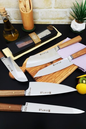 Elite Series 5-Piece Kitchen Knife Set Chef Knife (KIRİTSUKE-SANTAKUBİG-FLETO SUŞİ-MIYABI-SANTAKU) er28 - CASTLE KITCHEN