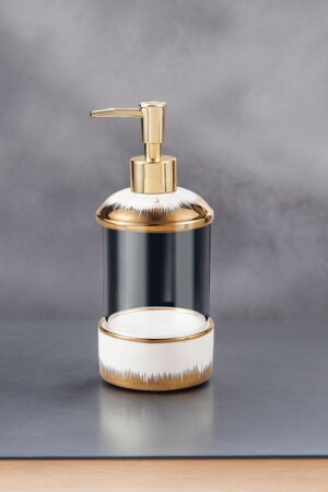 Eliza Marble Patterned Luxury Porcelain Sponge Kitchen Glass Liquid Soap Dish Dish Detergent Dispenser - Vadi