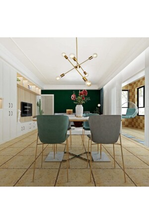 Eliza Modern Stylish Design Antique Color Living Room - Kitchen - Bedroom 6-Piece Chandelier (WITHOUT BULB) ELİZZ02 - Fer Avize