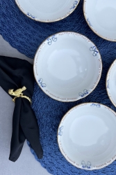 Elizabeth Matte Gold Gilded 6 Pieces 14 Cm Porcelain Soup Bowl Presentation Serving Set for 6 Persons PDELZ06KS520 - porselenden