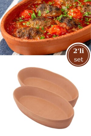 Elizi 2 Pieces Clay Boat Bowl - Kayak Casserole Oven Bowl Set of 2 Small Size (23x12cm) - Elizi