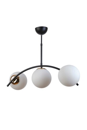Ella Modern Design Living Room Kitchen Bedroom Black Color White Glass 3-Piece Chandelier 23633E - Modavize