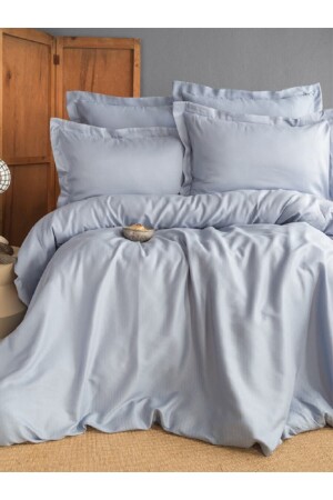 Ellie Blue Çift Kişilik %100 Bambu Pamuk Saten Nevresim Takımı AP53T20211148 - Apricitas HOME