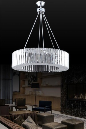 Elmas 60cm Gümüş Lüx Kristal Taşlı Avize 1605040012601 - İstanbul Avize