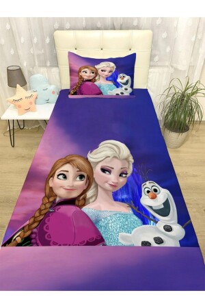 Elsa Anna Olaf Desenli Yatak Örtüsü Ve Yastık - Evpanya