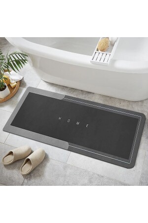 Else Anthracite Patterned Shower Runner Bathroom Rug Doormat One Piece 40x100cm elsebanyolteko - Else Halı