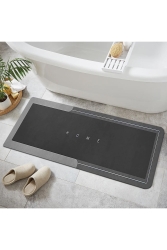 Else Antrasit Desenli Duş Önü Yolluk Banyo Halısı Paspas Tek Parça 40x100cm elsebanyolteko - Else Halı