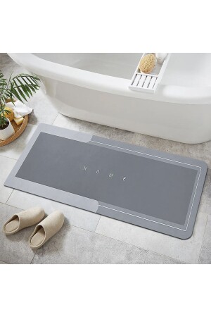 Else Gray Patterned Shower Runner Bathroom Rug Doormat One Piece 40x100cm elsebanyolteko - Else Halı