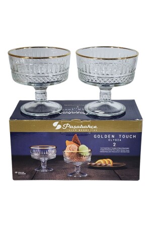 Elysia Gold 2-Piece Ice Cream Serving Bowl 51749-GTC - Paşabahçe