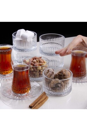 Elysia Tea Set and Snack Bowl Dessert Presentation Set for 6 People - Paşabahçe