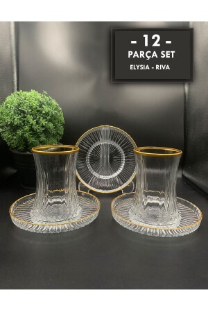 ELYSİA Yaldızlı Çay Bardağı Çay Takımı Seti 12 Parça Yaldızlı Özel Seri rvel0027 - Paşabahçe