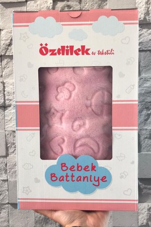 Embos Plush Baby Blanket -bakucuzaal Pink - 100x120 cm BKUCZL - Özdilek