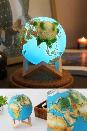 Embossed World Night Light Touch 16 Color Controlled 3d Moon Lighting LED Illuminated YD1807 - ORİJİNALDÜKKAN