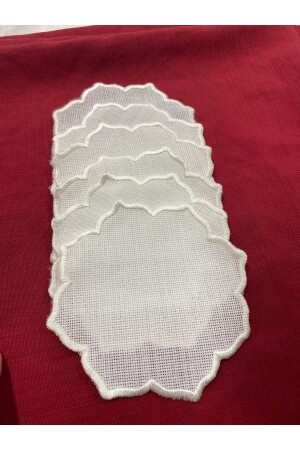 Embroidered Cross Stitch Cocktail Presentation Napkin 6 Pieces - Galatateks