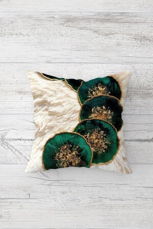 Emerald Green Stone Detailed Double Sided Printed Throw Pillow Sofa Pillow Case with Hidden Zipper - On The Clouds
