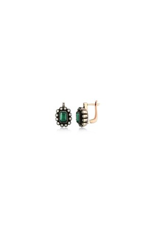 Emerald Stone Diamond Earring - Safir Kuyumculuk