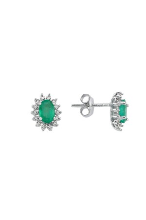 Emerald Stone Diamond Earrings - Assos Pırlanta