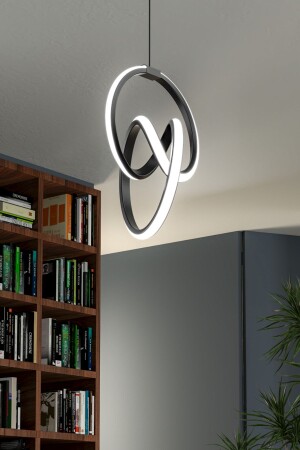 Emily Black Single Pendant Lamp White LED Chandelier emily-siyah-01 - Elektroyou