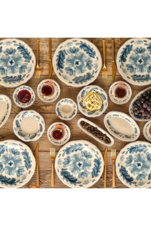 Emily Stoneware 26 Piece Breakfast Set for 6 Persons Blue - Bella Maison