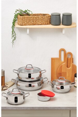 Emirgan Xl 10 Piece Storage Coated Steel Induction Base Cookware Set - Karaca
