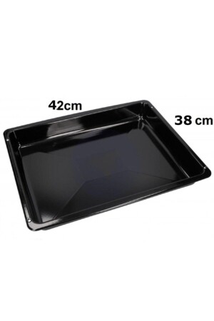 Enamel Baking Tray 42 X 38 Cm Black Deep Rectangular Large Size DF960 - Russet