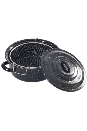 Enamel Chips Fryer Frying Pan with Black Lid 25 Cm Economical Quality Deep 2019ST000000306 - Phigo