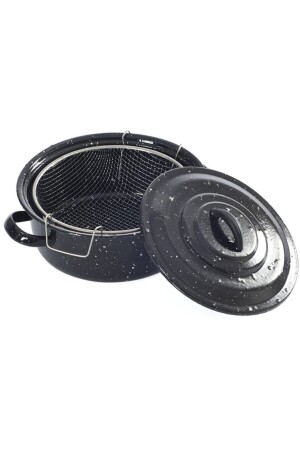 Enamel Fryer Potato Frying Pan with Lid 25 Cm Dowry - Essen