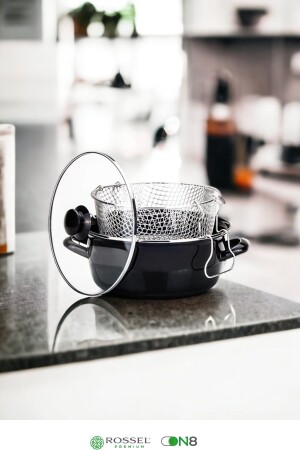 Enamel Frying Pan 24 Cm Black Emiva-Frying24BLACK - Rossel Premium
