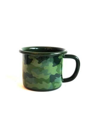 Enamel Mug Large Size Camping Camouflage K-KUPA320-CAMOUFLAGE GREEN - DEDEMİN EMAYELERİ
